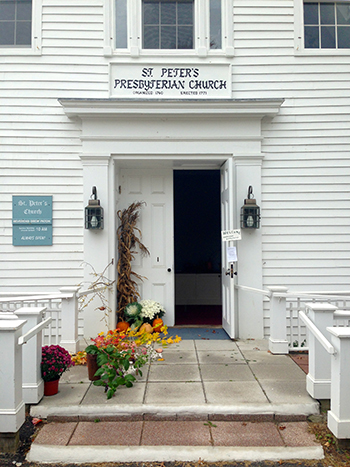 Front door of St. Peter's Presbyterian Church, Spencertown, NY